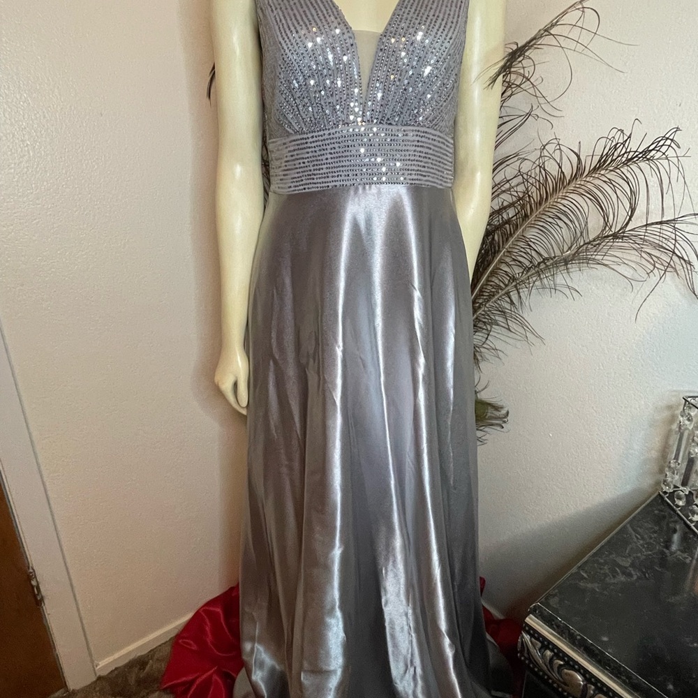 SHEIN Silver Sequin Prom Dress